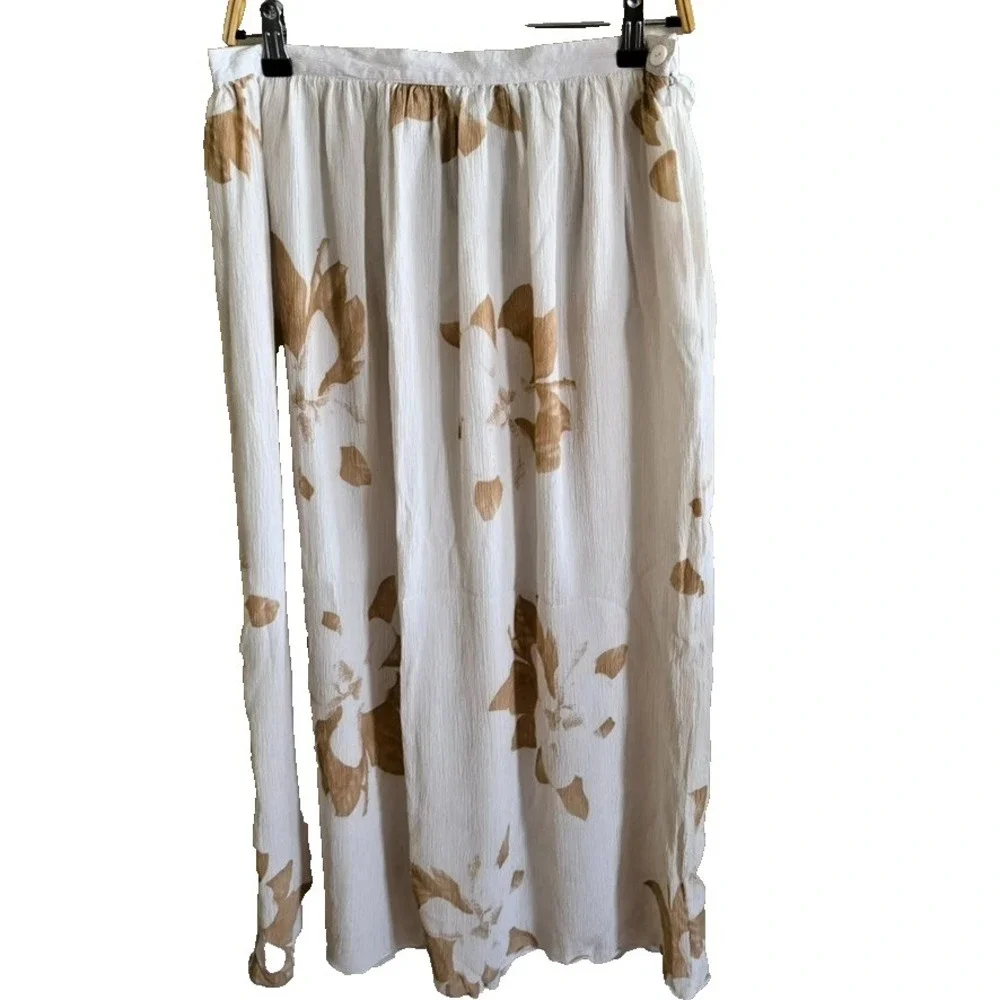 Y2K JONES NEW YORK COUNTRY Womens Skirt Sz 10 White Floral‎ 100% Silk Lined